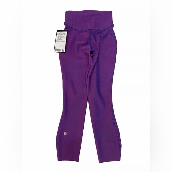 Lululemon Base Pace Hi-Rise Crop Two-Tone Ribbed Pant Leggings 23” - Picture 2 of 10